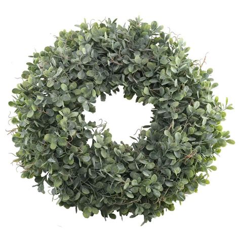 Artificial Green Leaves Wreath 17.5 Inch Front Door Wreath Shell Grass Boxwood Wreath For Wall ...