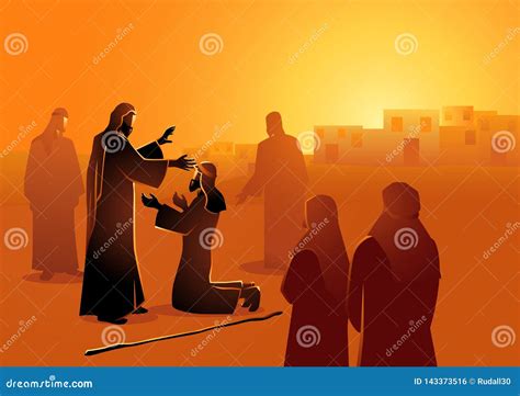 Jesus Heals A Blind Man Miracle Illustration Royalty-Free Stock Image | CartoonDealer.com #54741658