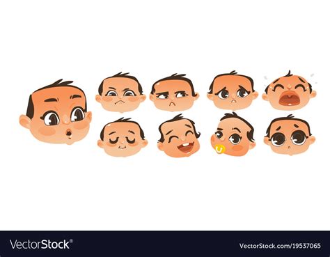 Set of flat comic baby boy emoticon emoji Vector Image