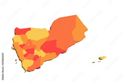 Yemen political map of administrative divisions - governorates and municipality of Sanaa. 3D map ...