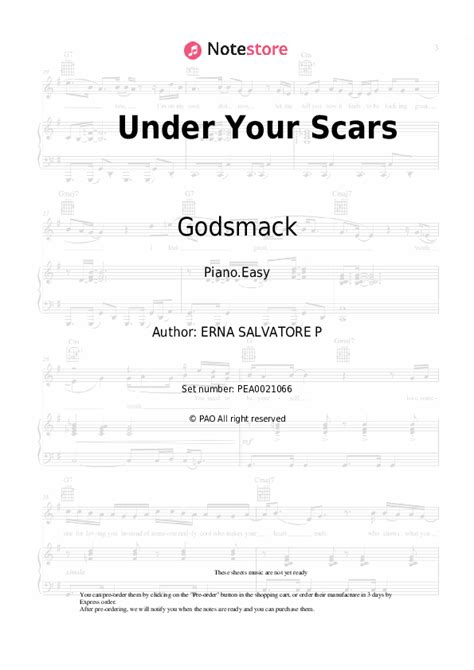 Under Your Scars piano sheet music easy Godsmack in Note-Store.com ...