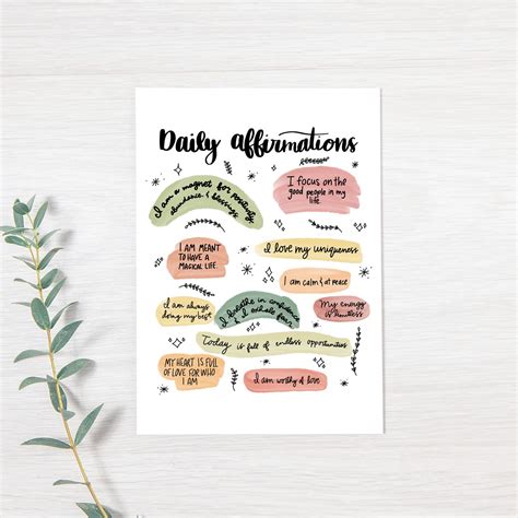 Daily Affirmations Poster Positive Affirmation Print Motivational Poster - Etsy