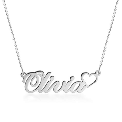 Classic Name Necklace With Heart - Name Necklace