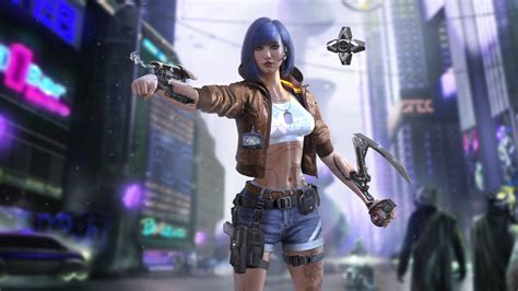 Cyberpunk 2077 Blue Hair Cyborg Girl Wallpaper - Cyberpunk 2077 Female ...