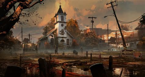 ArtStation - church, Yura Gvozdenko | Apocalypse landscape, Zombies ...