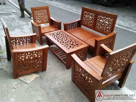 Kursi Tamu Minimalis Kerawang Kayu Jati - Asia Furniture Jepara