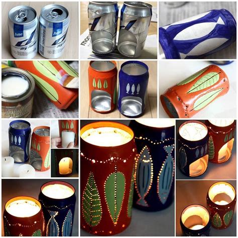 DIY Flickering Candle Holders from Beer Cans