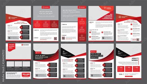 a bundle of 10 templates of a4 flyer template, modern template, in red ...