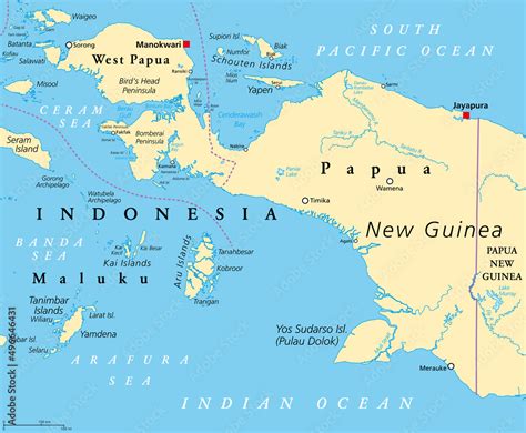 Plakat Western New Guinea, political map. Also known as Papua. Western ...