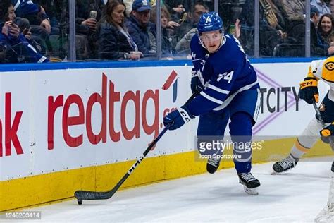 Toronto Maple Leafs Center Bobby McMann skates with the puck during ...