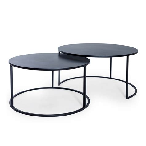 Nest of 2 Matt Black Metal Coffee Tables | Coffee Tables