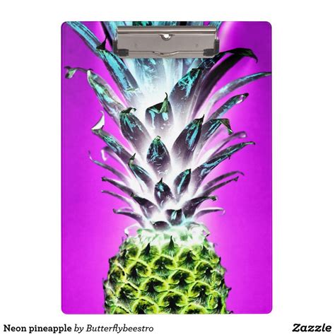 Neon pineapple colorful tropical fruit Hawaiian Clipboard | Zazzle.com | Pineapple art print ...