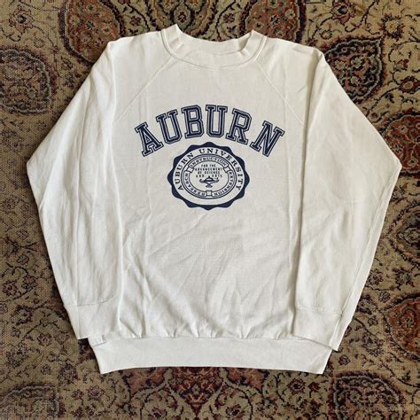 -Vintage 70s white auburn university collegiate... - Depop