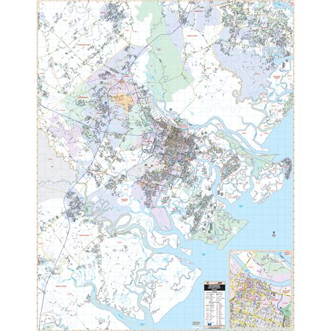 Savannah & Chatham County, GA Wall Map by Kappa - The Map Shop