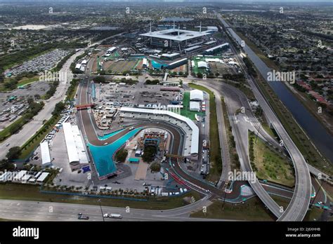 An aerial view of F1 race course for the Miami Grand Prix at Hard Rock ...