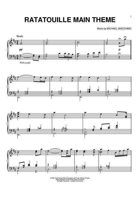 Ratatouille Main Theme" Sheet Music by Michael Giacchino for Piano - Sheet Music Now