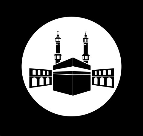 Kaaba al Haram vector icon. Kaaba vector with black and white color. Al Haram kaaba illustration ...