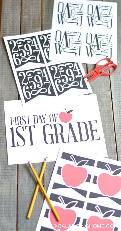 first day of school signs and back to school bunting-- black, white and ...