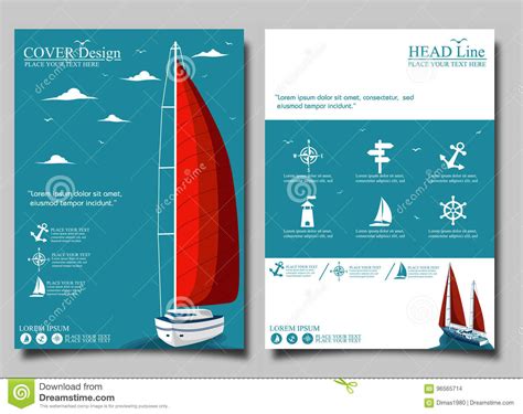 Yacht Club Flyer Design with Sail Boat Stock Vector - Illustration of modern, label: 96565714