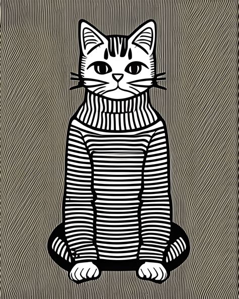 Cat Wearing a Sweater Digital Graphic · Creative Fabrica