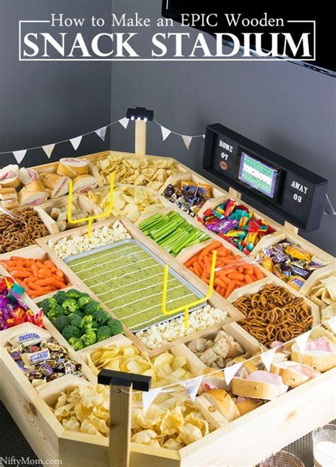 How to Make an Epic Reusable Wooden Snack Stadium | Superbowl party food, Super bowl snack ...