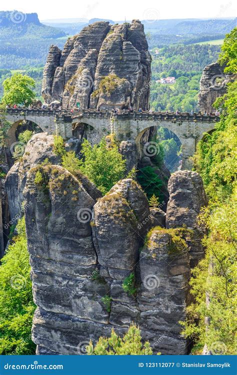 Bastei Bridge in Saxon Switzerland in Spring, Germany Editorial ...