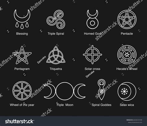 Wiccan Pagan Symbols Pentagram Triple Moon Stock Vector (Royalty Free ...