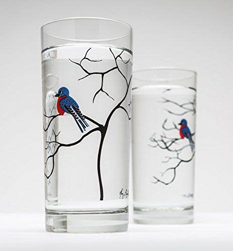 Bluebird Glassware - Set of 2 - Drinking Glasses 16 oz