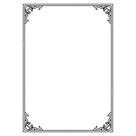 Black A4 Border Floral Abstract Corner Design, Black A4 Border, Border, Photo Frame PNG ...