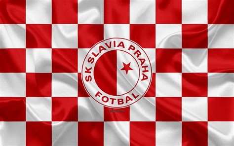 SK Slavia Prague logo, creative art, white red checkered flag, Czech football club, HD wallpaper ...