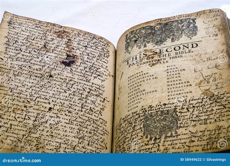 Old Bible Contents Page with Extensive Notes Stock Photo - Image of ...