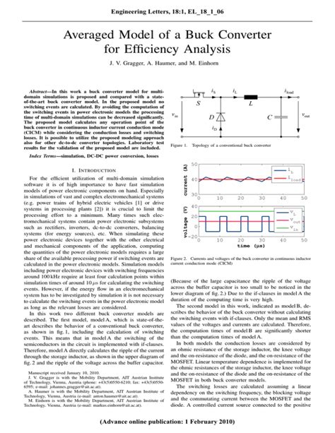 Averaged Model of a Buck Converter for Efficiency Analysis