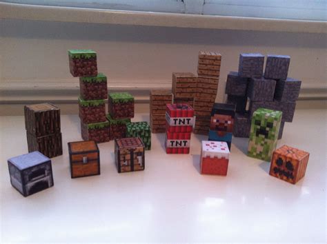 Wooden minecraft blocks I made my son for Xmas :). I printed out paper ...