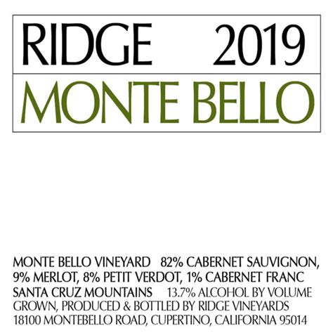 Ridge Monte Bello 2019 - Nicholas Wines