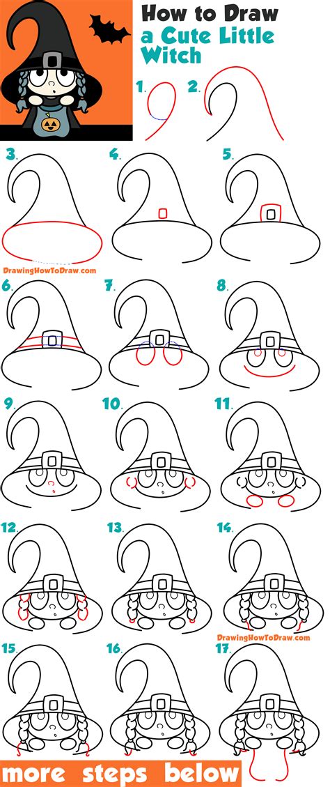 How To Draw A Witch Halloween Drawings Witch Drawing Easy Drawings | Images and Photos finder