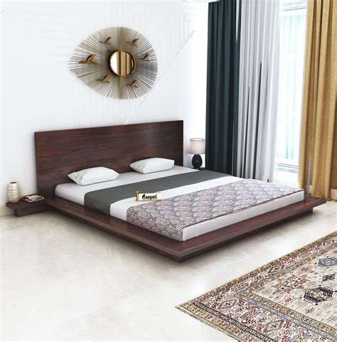 Buy Ganpati Arts Sheesham Wood King Size Platform Bed with Bedside ...