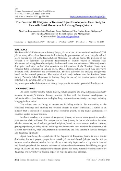 (PDF) The Potential Of Dki Jakarta Tourism Object Development Case Study In Pancasila Sakti ...