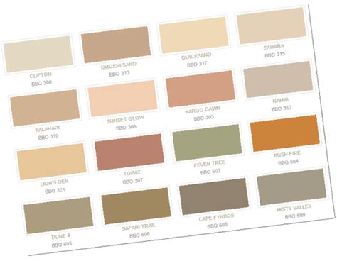 Plascon Colour Wall Paint Chart