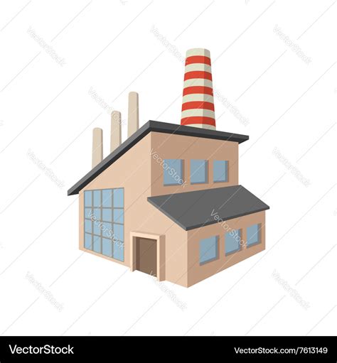 Factory building cartoon icon Royalty Free Vector Image