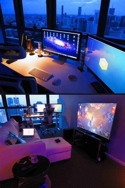 Setup Desk, Pc Setup, Office Setup, Office Desk, Office Tags, Office Style, Gaming Room Setup ...