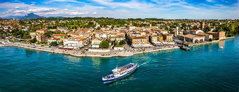 Old Town And Port Of Lazise In Italy Stock Photo - Download Image Now - Aerial View ...