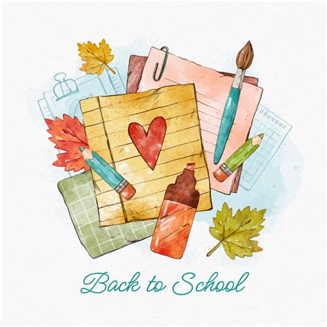 Premium Vector | Watercolor back to school illustration with art supplies