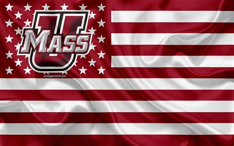 UMass Minutemen, American football team, creative American flag, red and white flag, HD ...