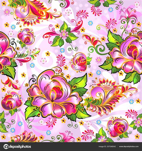 Beautiful Flowers Printing Fabric Paper Creating Fashion Design Interiors Seamless — Stock ...