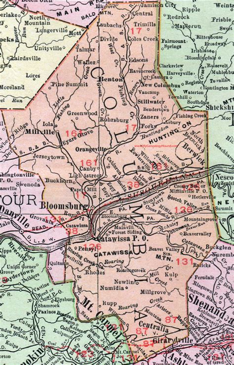 Columbia County, Pennsylvania 1911 Map by Rand McNally, Bloomsburg ...