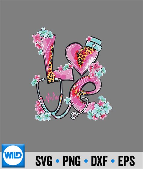 Nurse SVG, Love Stethoscope Heart Leopard Nicu Nurse Valentines Day SVG - WildSvg