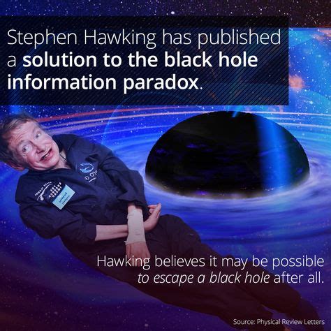 Stephen Hawking Thinks There's A Way Out Of A Black Hole | Stephen hawking, Black hole, Universe ...