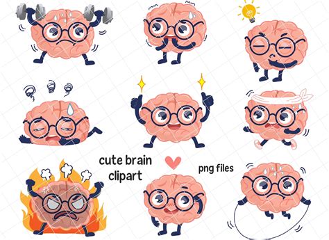 Cute Brain Clipart Brain Clip Art Brain Png Cute Brain Png | Etsy