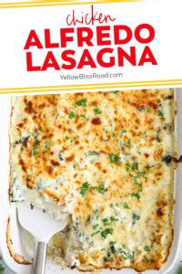 Easy Chicken Alfredo Lasagna (Chicken Lasagna) | YellowBlissRoad.com