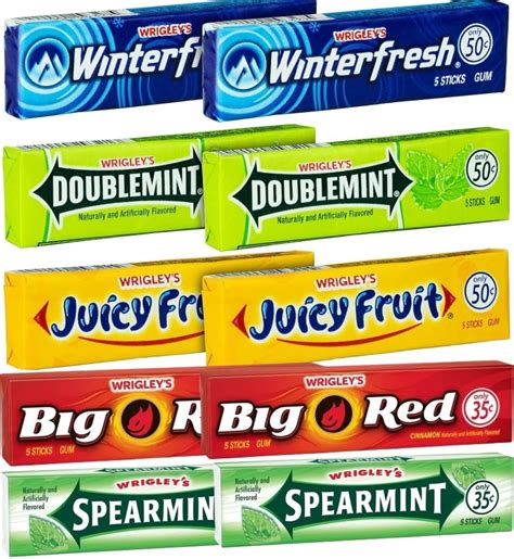 Wrigley Chewing Gum Variety Pack of 10 - All 5 Flavors of Wrigley Gum ...